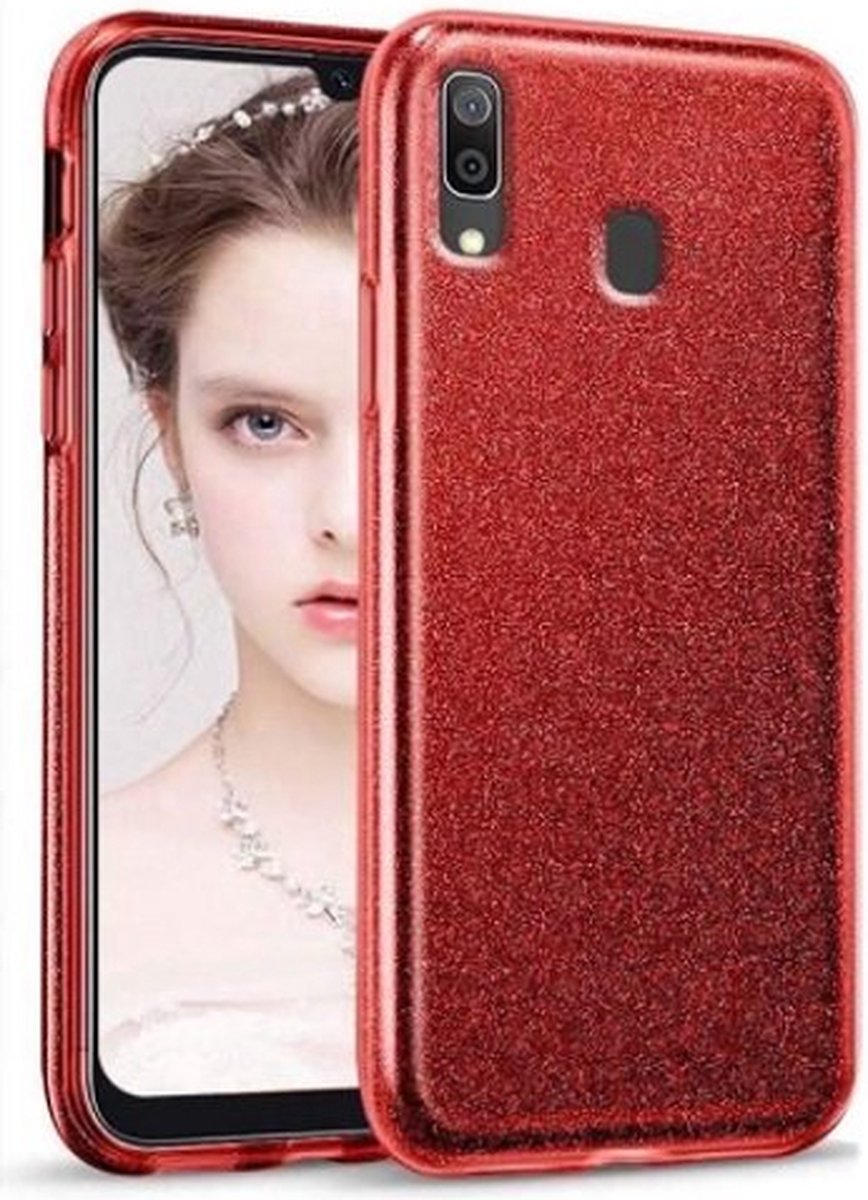 Samsung A10s Siliconen Glitter Hoesje Rood