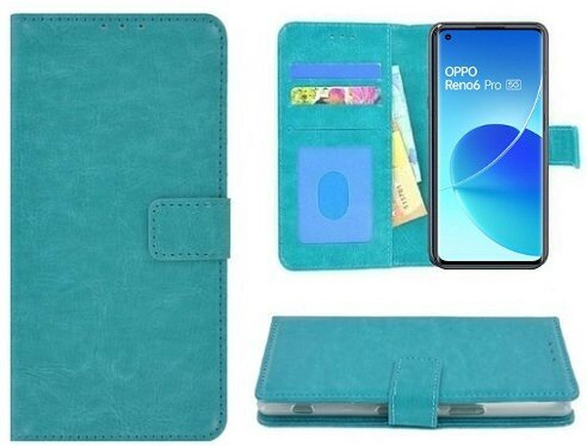 Oppo Reno 6 Pro 5G Hoesje Met Pasjeshouder Bookcase Turquoise