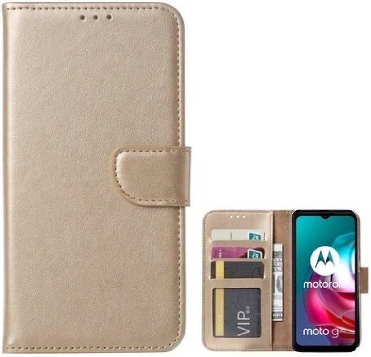 Motorola Moto G30 Hoesje Met Pasjeshouder Bookcase Goud