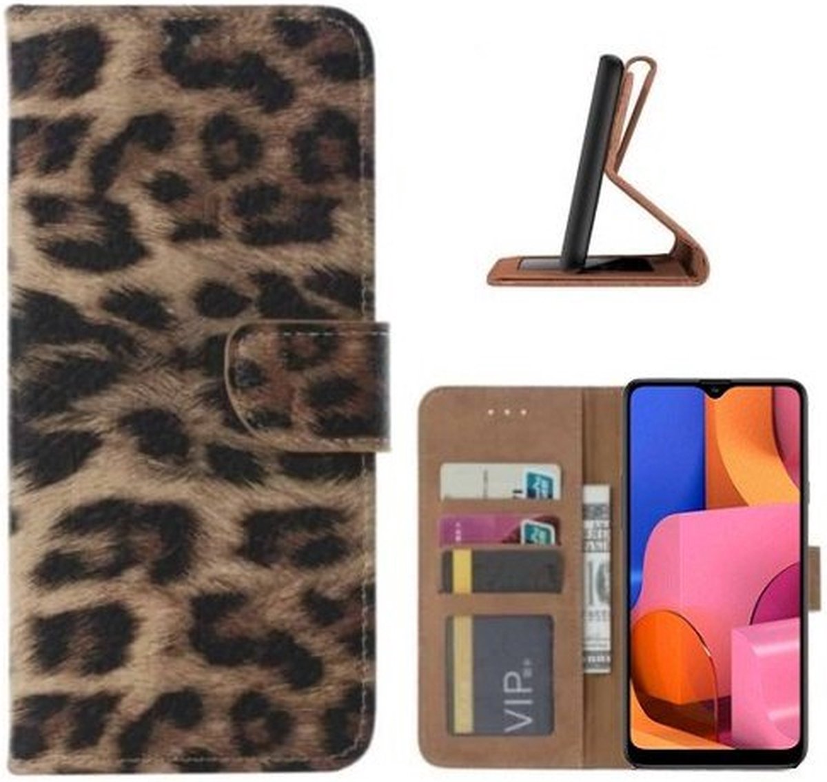 Samsung A20s Hoesje Met Pasjeshouder Bookcase Luipaard