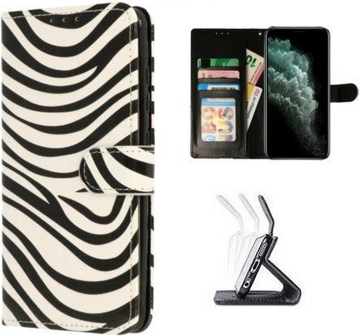 iPhone 11 Pro Max Hoesje Met Pasjeshouder Bookcase Zebra