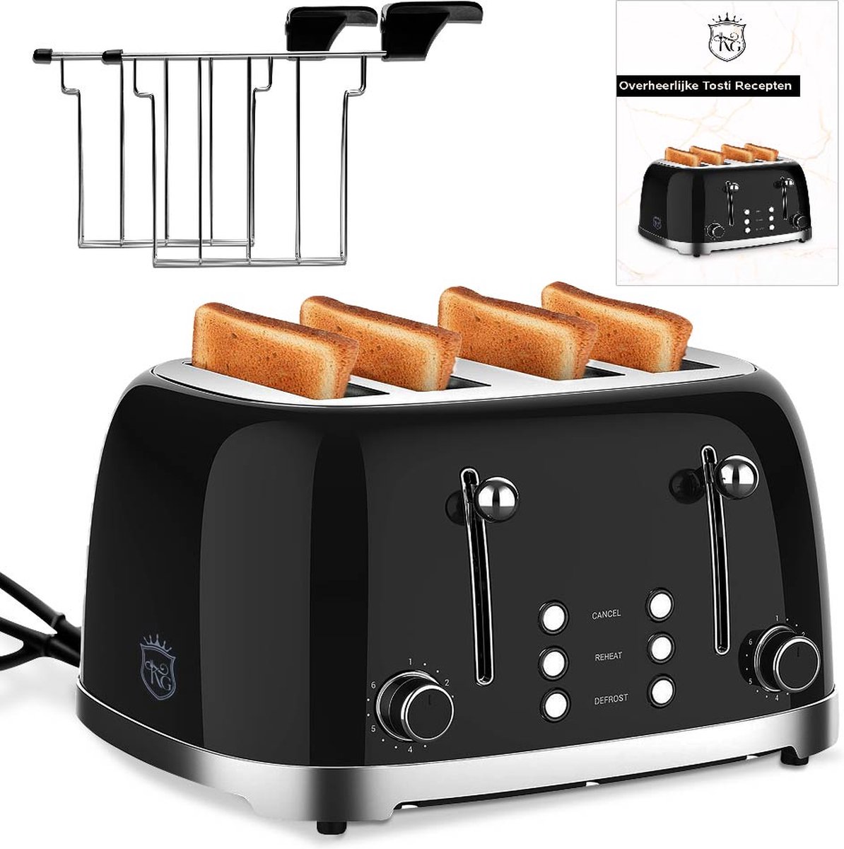 The Kitchen Guild® Broodrooster met tostiklemmen – 6 Warmteniveaus – Incl.  E-Book... | bol.com