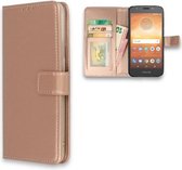 Motorola Moto E5 Play Hoesje Met Pasjeshouder Bookcase Rose Goud