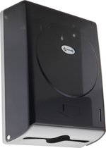 PrimeMatik - Dispenser per asciugamani di carta intercalati per bagno in colore nero 274x103x373mm