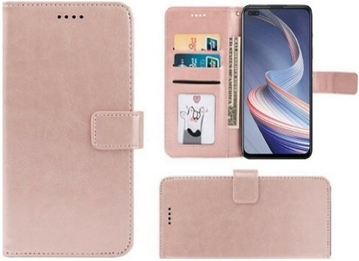 Oppo Reno4 Z 5G Hoesje Met Pasjeshouder Bookcase Rose Goud