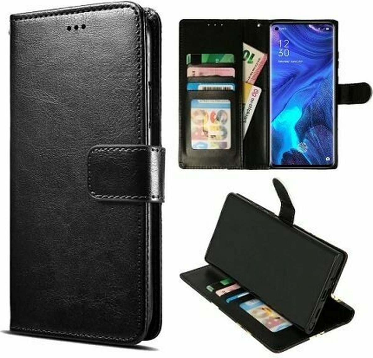 Oppo Reno 4 Pro Hoesje Met Pasjeshouder Bookcase Zwart