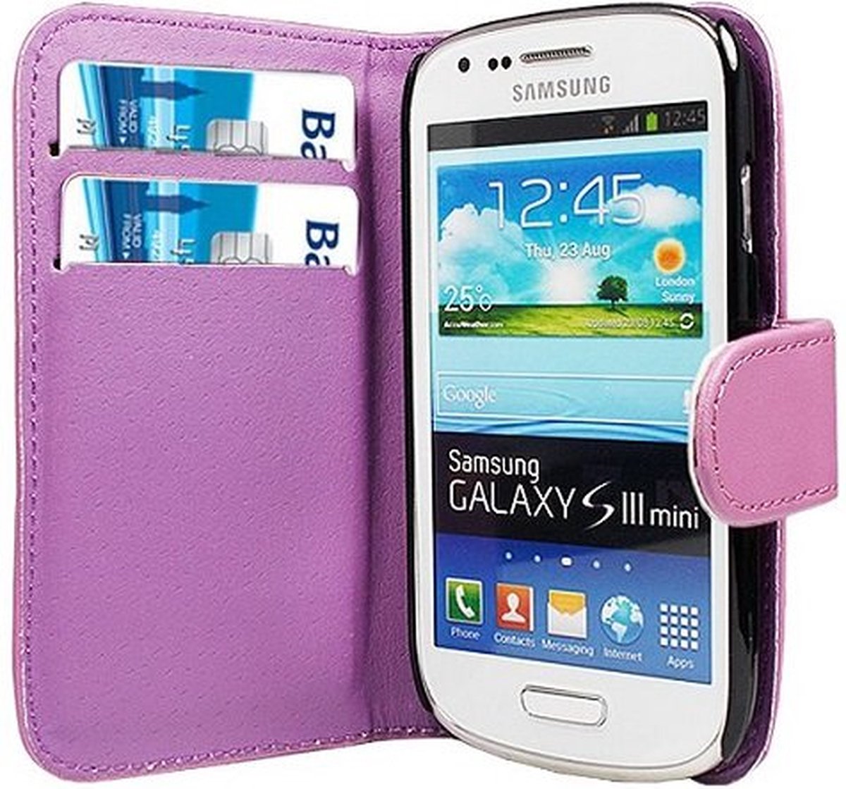 Samsung S3 mini Hoesje Met Pasjeshouder Bookcase Paars
