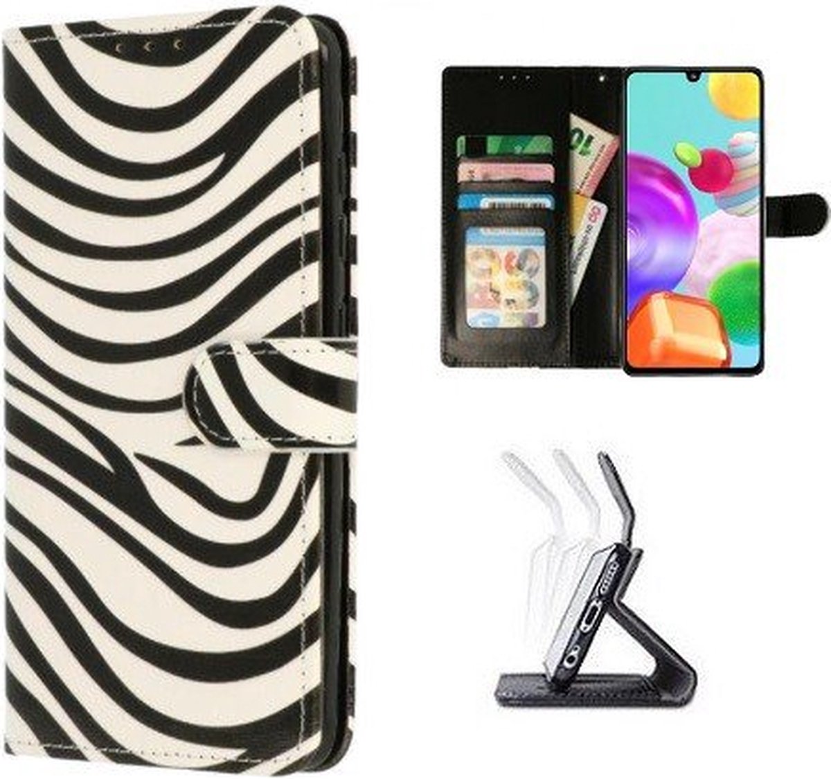 Samsung A41 Hoesje Met Pasjeshouder Bookcase Zebra