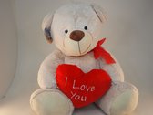 Knuffel beer valentijn XXL 150 cm met hart i love you