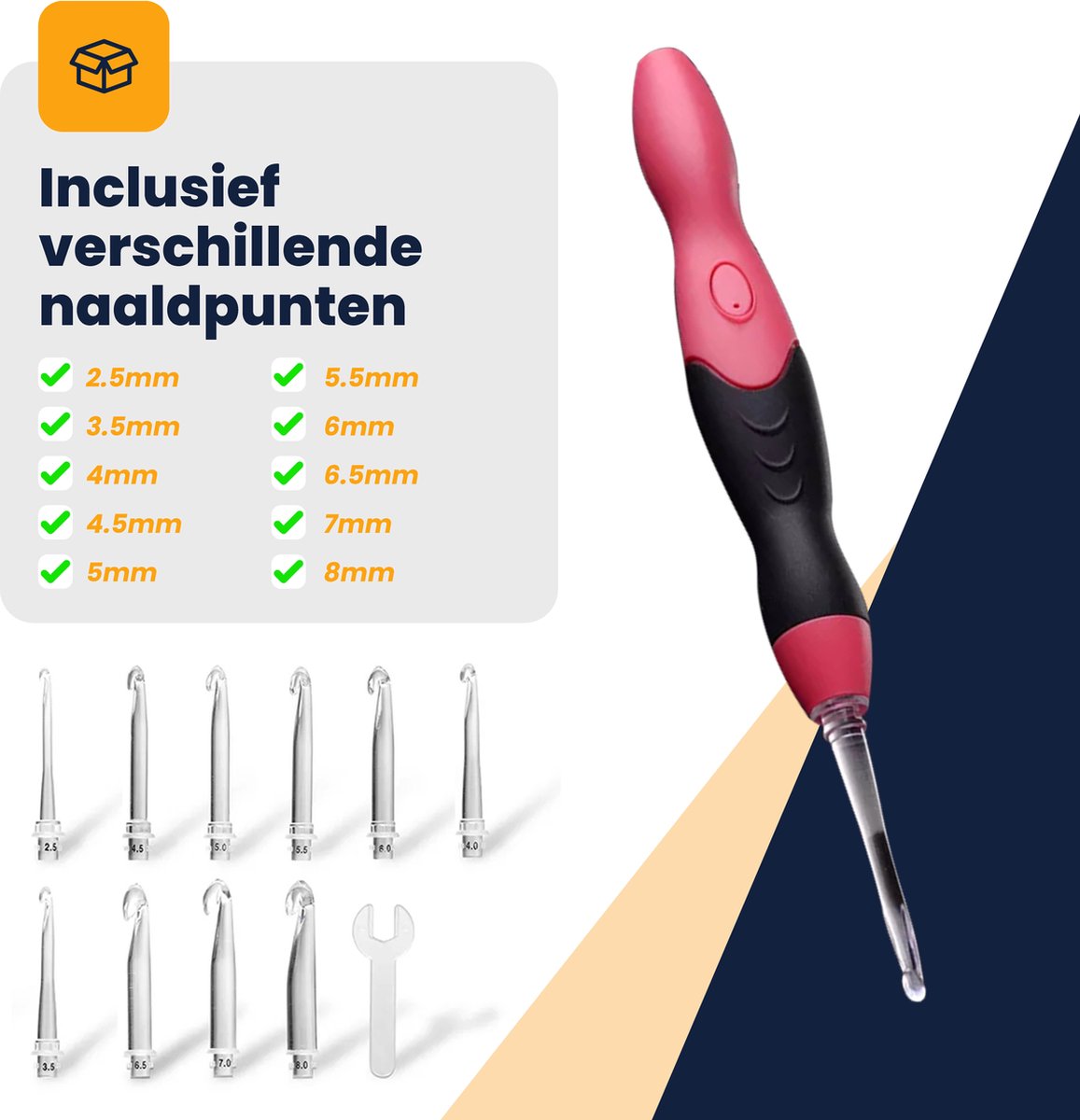 MIRO® Haaknaalden Pen - LED - 11-Delige Set - Haaknaalden Set - Haakpakket Met Haakspullen - Haken Voor Beginners & Gevorderden + incl. Haak Tas/Etui — afbeelding 3