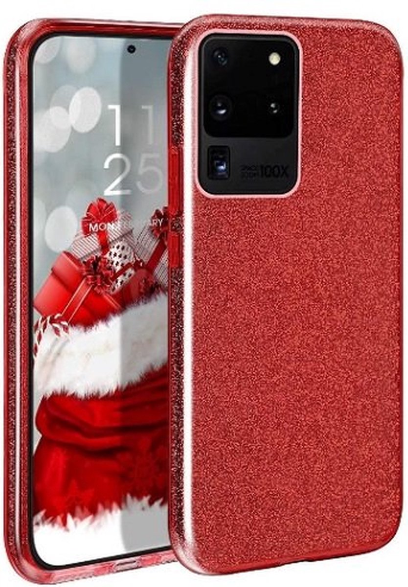 Samsung S10 Lite Siliconen Glitter Hoesje Rood