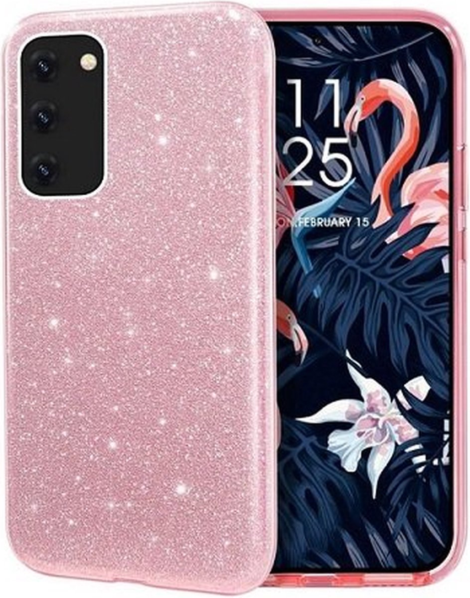 Samsung S20 Plus Siliconen Glitter Hoesje Rose Goud