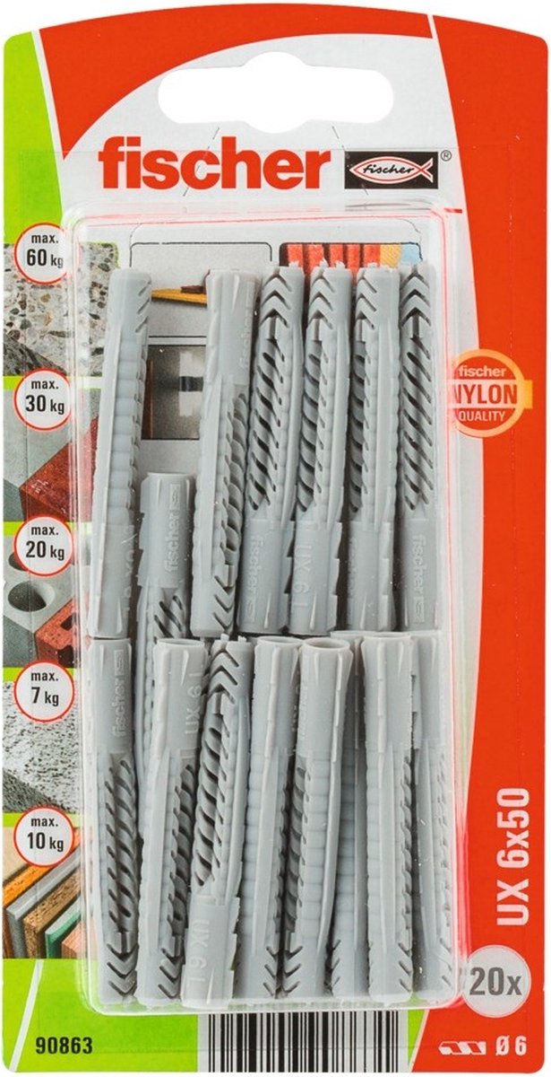 Fischer universeelplug ux 6x50 (Per 20 stuks)