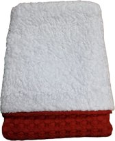 Kinderwagen deken witte teddy met wafelstof - 60 x 80 cm - roestbruin