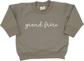 Sweater voor kind - Grand Frère - Beige - Maat 98 - Big Brother - Ik word grote broer - Familie uitbreiding - Boy - Zwangerschapsaankondiging - Zwanger - Pregnant - Pregnancy announcement