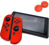 Gadgetpoint | Beschermhoesjes + Thumbgrips | Performance Antislip Skin | Softcover Grip Case | Accessoires geschikt voor Nintendo Switch Joy-Con Controllers | Rood + Rood Thumbs