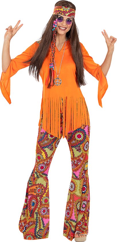 FUNIDELIA Vrolijk Hippie Kostuum Voor voor vrouwen - Maat: - Zwart