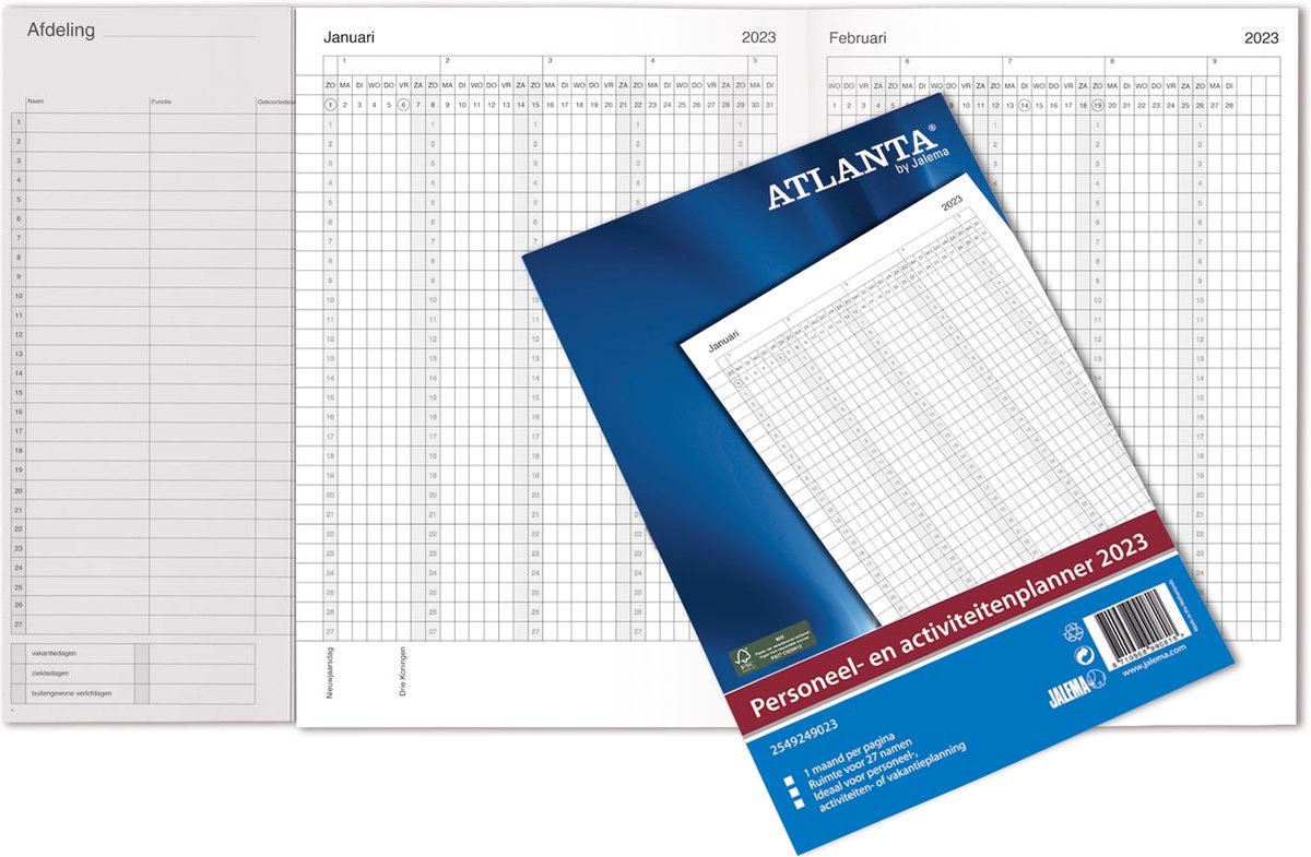 Jaarplanner 2023 Atlanta personeel- en activiteitenplanner A4