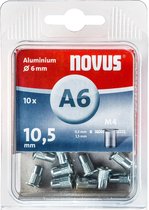 Novus 045-0041 Blind rivet nut (Ø x L) 6 mm x 6 mm M4 Aluminium Aluminium 10 pc(s)