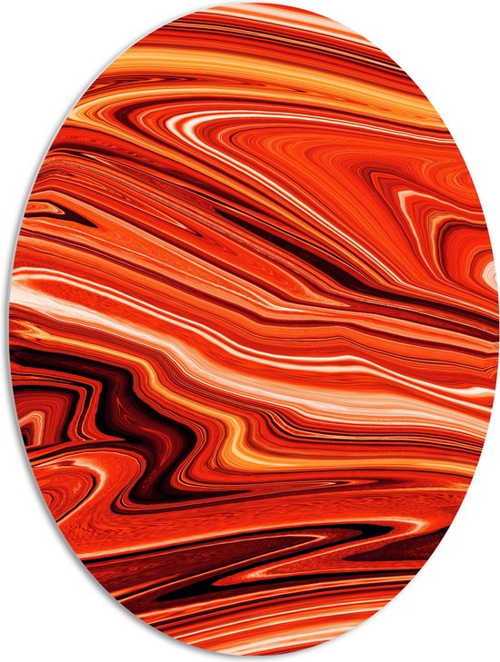 WallClassics - PVC Schuimplaat Ovaal - Verschillende Tinen Oranjekleurige Verf - 72x96 cm Foto op Ovaal  (Met Ophangsysteem)