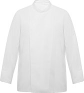 Witte koksjas met lange mouwen en blinde drukknopen model Dabiz maat 2XL