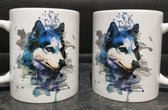 Mug avec husky - aquarelle - amoureux des husky