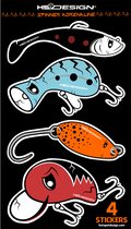 4 x Visstickers ‘Nasty Wobbler’ Vis Stickers Pluggen Roofvis Kunstaas Vis Stickers Snoek Sticker