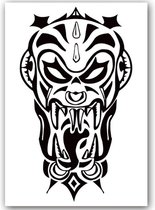 Temporary Tattoo Tribal Skull (A5 formaat) [Neptattoo - Tijdelijke tatoeage - Nep Fake Tattoos - Water overdraagbare festival sticker henna outfit tattoo - Glitter tattoo - Volwassenen Kinderen Jongen Meisje - Doodskop Doodshoofd]