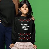 Foute Kersttrui Zwart Kind - Santa Made Me Do It Rendieren (7-8 jaar - MAAT 122/128) - Kerstkleding voor jongens & meisjes