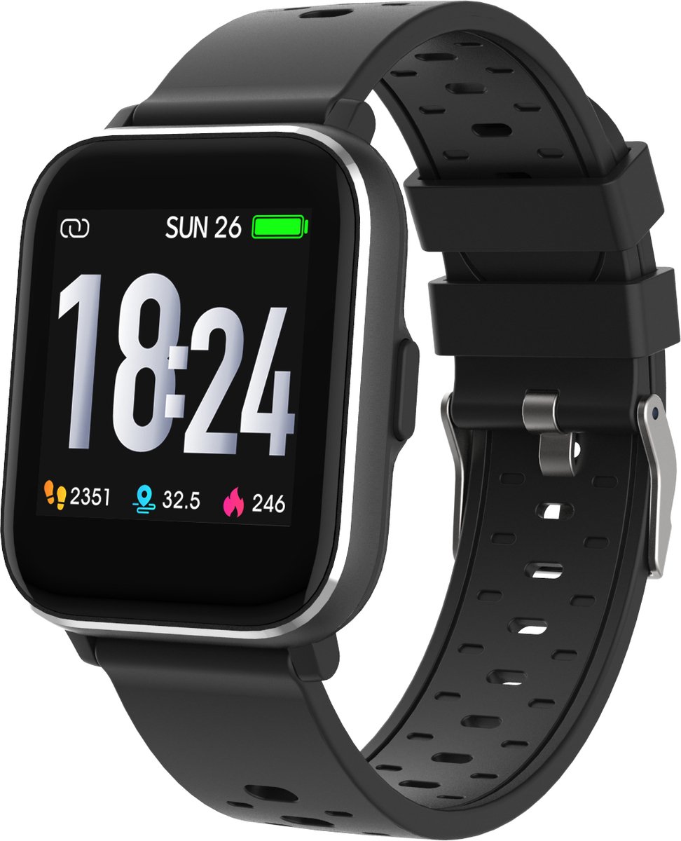 Denver SW-163 - Smartwatch - Bluetooth - Sport & Social Activity - Hartslagmeter - Lichaamstemperatuur meter - Sleep tracker - Geschikt voor iOS & Android - Zwart - Denver
