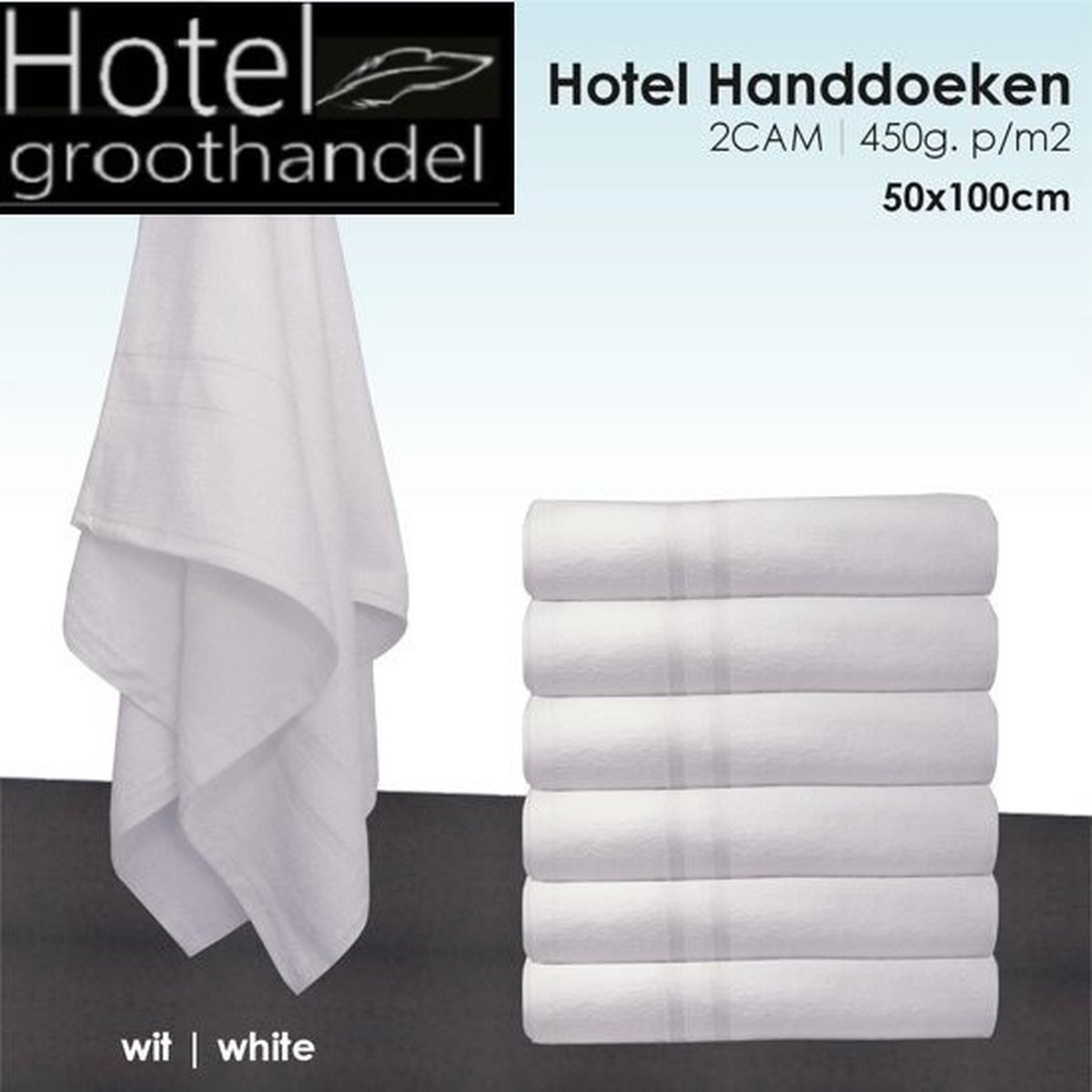 Handdoeken (per 6 stuks) Hotel - Wit - 3Cam 50x100