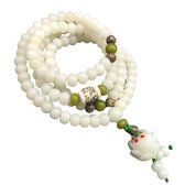 108 Perles Wit Lotus Mala Bracelet / Collier - Femmes / Hommes - Pierre 8mm - Bouddhisme - Bouddha - Yoga - Méditation - Bouddha - Collier de perles - Chapelet