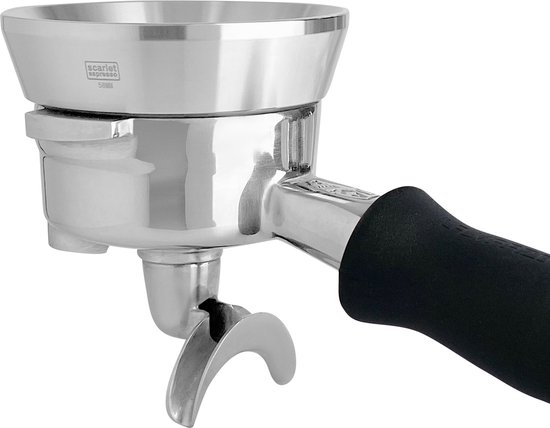 MICXNIC 54 mm doseertrechter, espresso doseerring met 8 magnetics, 2 cm hogere koffiedoseertrechter voor 54 mm portafilter, barista machine aluminium accessoires, zwart