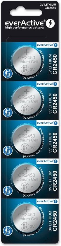 Mini everActive CR2450 lithiumbatterij blister van 5 stuks