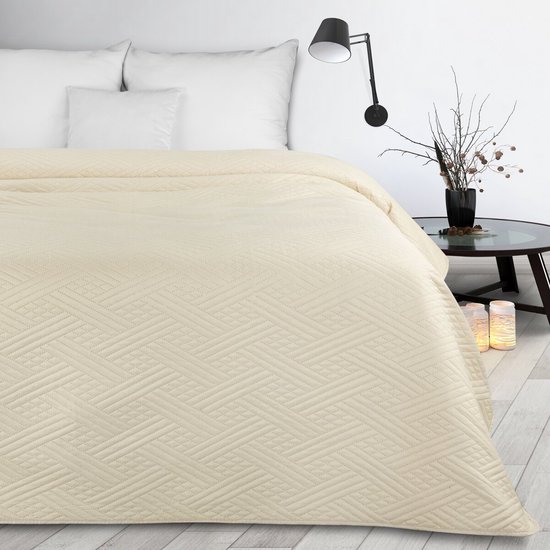Oneiro’s luxe BONI Type 4 Beddensprei Beige - 170x210 cm – bedsprei 2 persoons - beige – beddengoed – slaapkamer – spreien – dekens – wonen – slapen