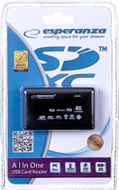 Esperanza EA117 geheugenkaartlezer Zwart USB 2.0