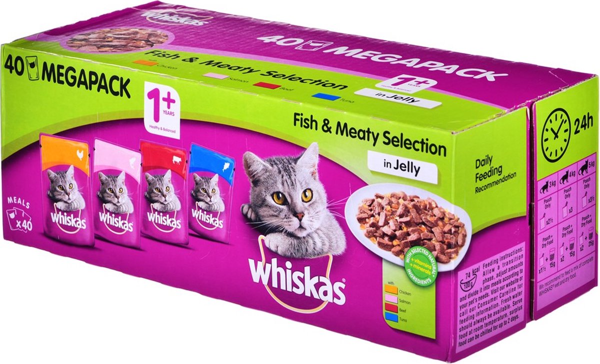Whiskas Jelly Fish et Saveurs Traditionnelles 40 x 100 g