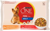PURINA One Mini Adult Kip, Bœuf - Nourriture humide pour chiens - 4x100 g