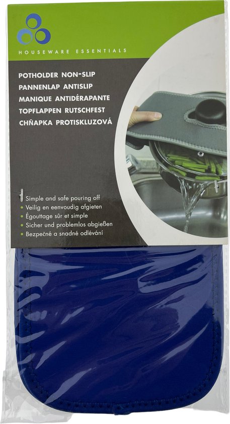 Foto: Afgiet pannenlap neopreen anti slip blauw 50 x 13 cm