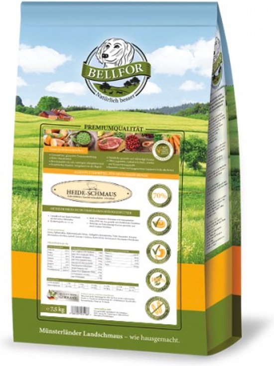 Bellfor - Heide Schmaus - Hondenbrokken - Droog Hondenvoer van Lam en Konijn - Graanvrij en 70% Vlees - 7,5 KG