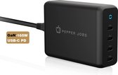 PEPPER JOBS USB C Oplader GaN PD165W | 165W Snellader | 4x USB-C PD 3.0 | Universeel