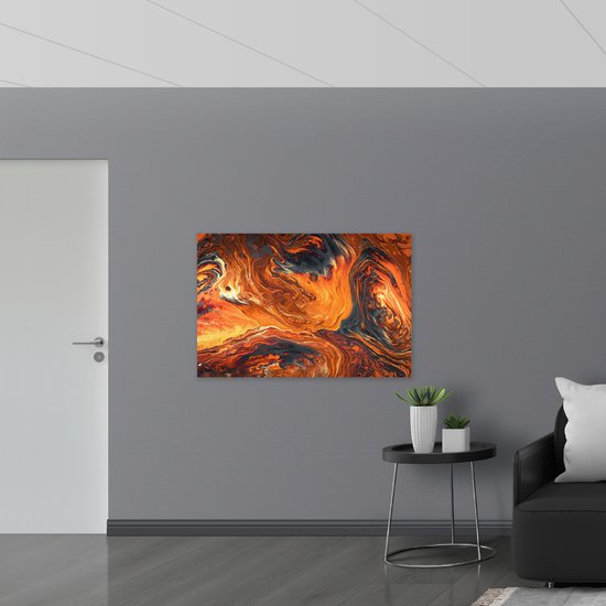 WallClassics - Toile - Mélange de peinture Oranje/ noir - 120x80 cm Photo sur toile (Décoration murale sur toile)