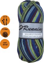 Lammy yarns Running gemêleerde sokkenwol groen blauw (427) - 1 bol wol en acryl garen - pendikte 2 a 3 mm - 50 grams