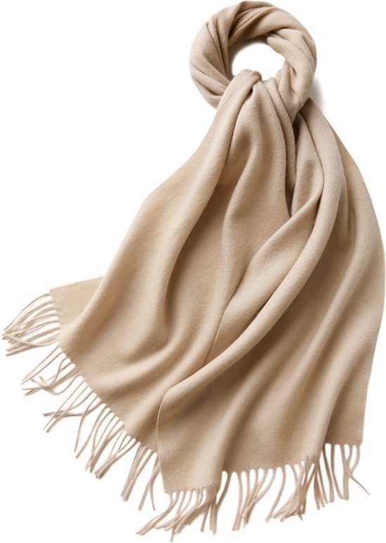 Wollen Sjaal - Sjaal Dames - Sjaal Heren - Unisex Sjaal - Beige