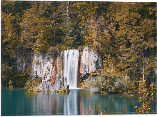WallClassics - Drapeau - Chute d'eau de la forêt dans un lac - Photo 40x30 cm sur drapeau en polyester