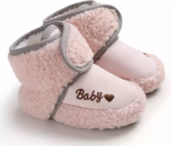 Zachte en warme sloffen - Pantoffels voor baby van Baby-Slofje - Roze - maat 12-18 maanden