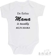 Barboteuse au toucher doux "La maman la plus douce arrive à être ma maman" Unisexe Katoen Wit/ noir Taille 56/62