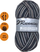 Lammy yarns Running gemêleerde sokkenwol grijs bruin (425) - 1 bol wol en acryl garen - pendikte 2 a 3 mm. - 50 grams