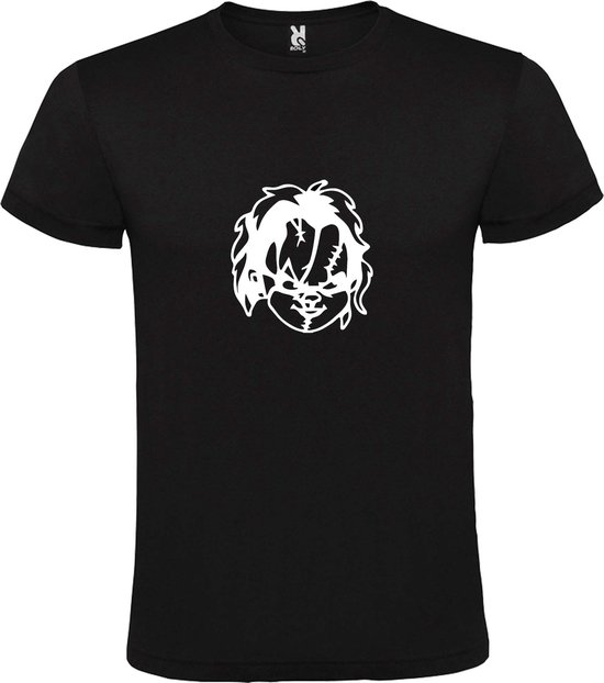 T-shirt Zwart avec image "Halloween Chucky" Wit Taille XXXXXL