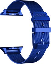 By Qubix Milanese met gesp bandje - Blauw - Geschikt voor Apple Watch 38mm - 40mm - 41mm - Compatible Apple watch bandje - smartwatch bandje metalen
